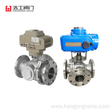 Electric Three Way Ball Valve Stainless Steel WCB